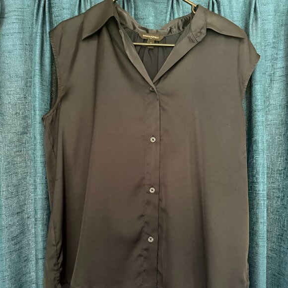 Banana Republic Navy Sleeveless Button Up Top Size M - Picture 1 of 5